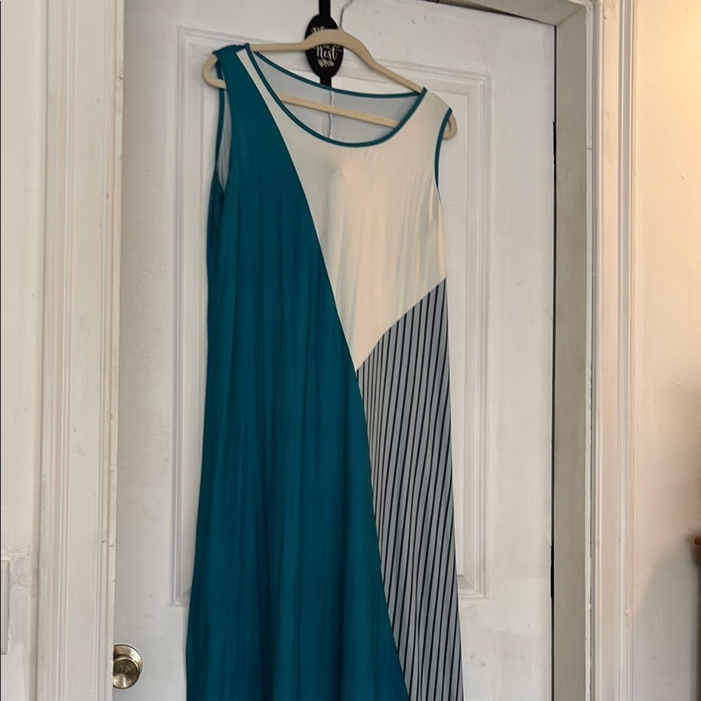 Teal/ grey Sleeveless Maxi Sundress - Picture 5 of 5